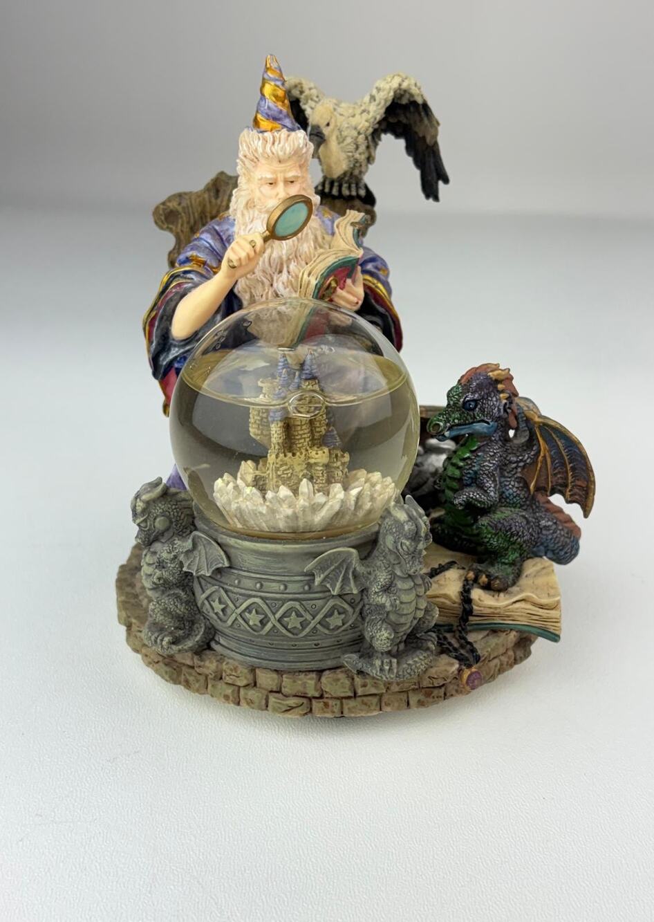 Vintage Westland Wizard Dragons Castle #817 Music Box Snow Globe Camelot 6.5in